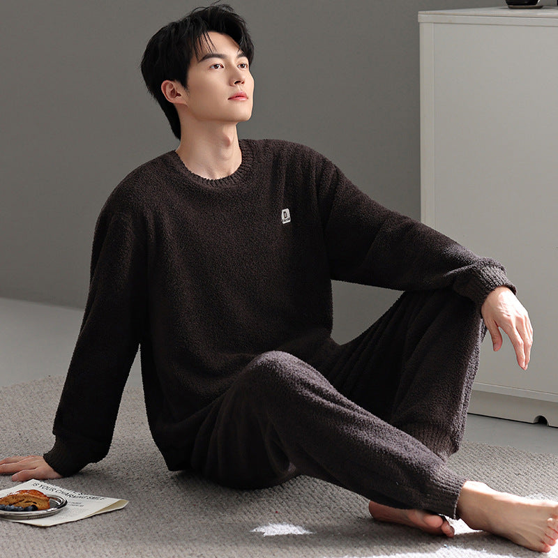 Winter pajamas men's pullover can be worn as outerwear home clothes