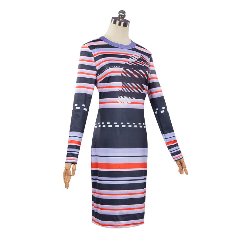 Astrid Striped Dress for Girls and Women, product photo 2 on a white background