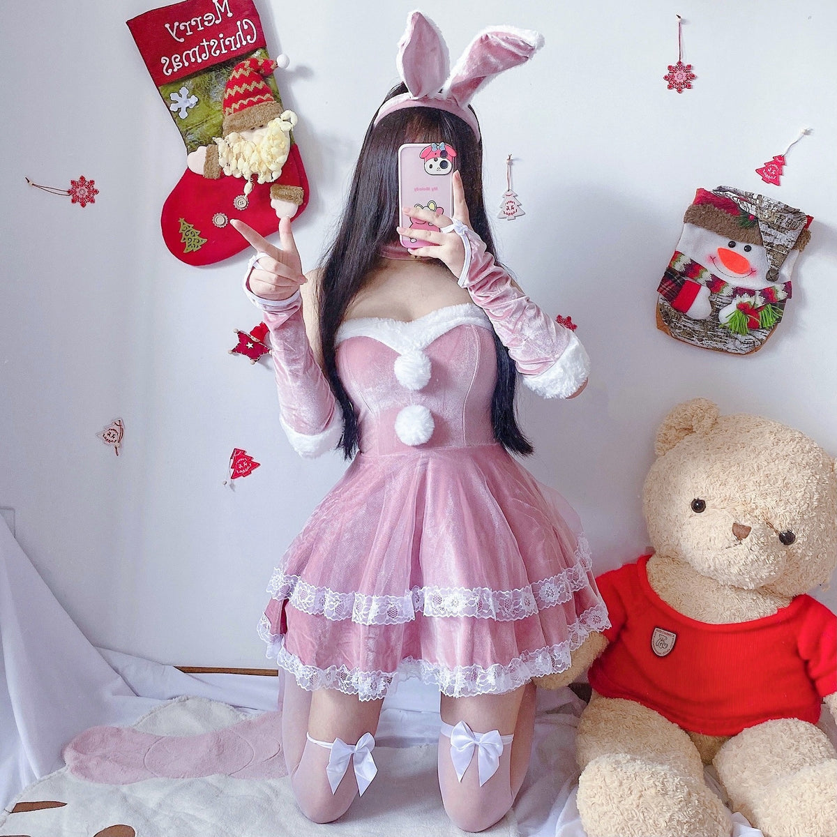 Christmas Bunny Maid Costume for Women, costume photo 3