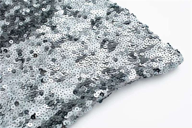 Silver Sequin Dress Woman Off Shoulder Long Dresses For Women  Bodycon Glitter Dress Christmas Evening Party Dresses