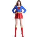 Supergirl Costume Adult Women Halloween Cosplay Superhero Outfit – multicolor