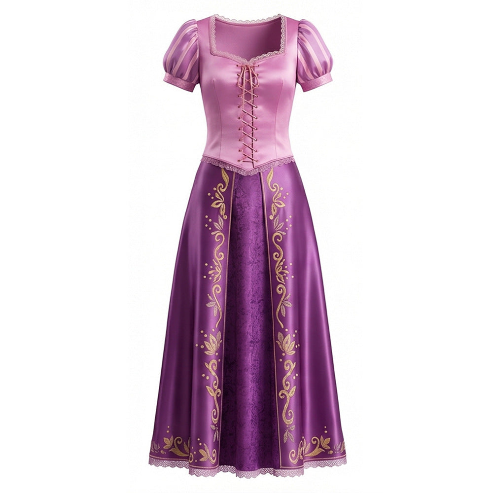 Rapunzel Costume Women Long Dress Tangled Adult Halloween Cosplay – Purple
