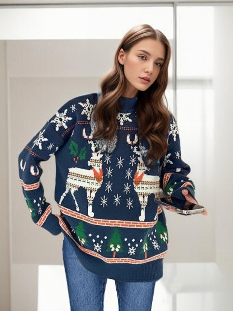 Christmas Sweater Autumn/Winter Double Elk Christmas Knitted Sweater