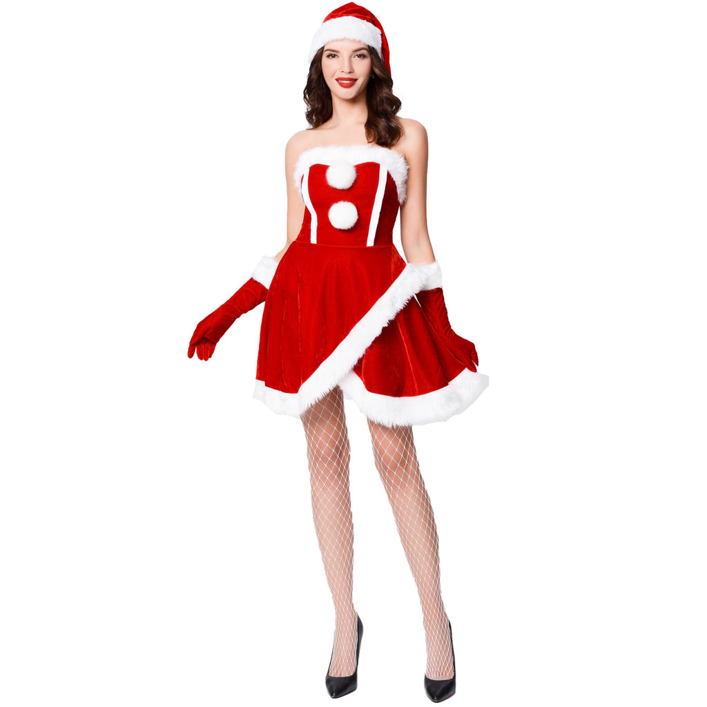 Strapless Christmas costume performance costume
