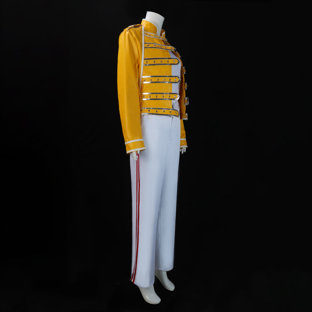 Freddie Mercury Costume Adult Cosplay Rock Singer Outfit Halloween