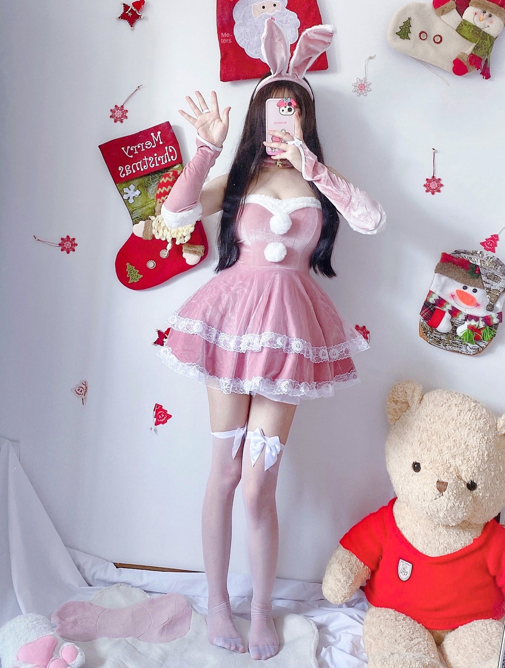 Christmas Bunny Maid Costume for Women, costume photo 5