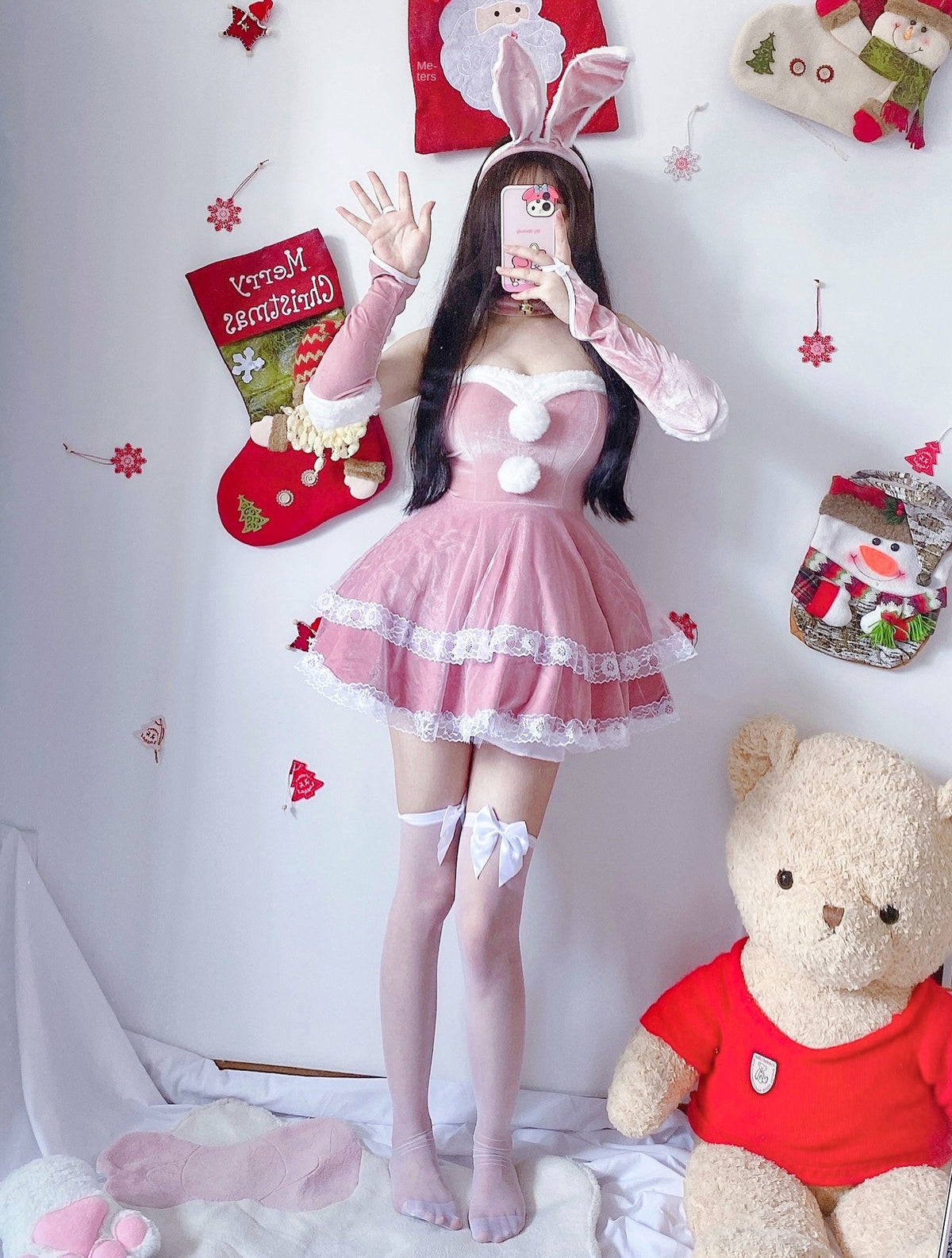 Christmas Bunny Maid Costume for Women, costume photo 5