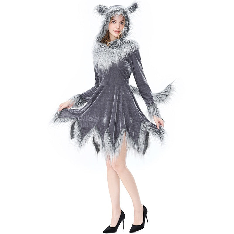 Werewolf Gray Wolf Costume for Kids and Adults, product photo 7 on a white background