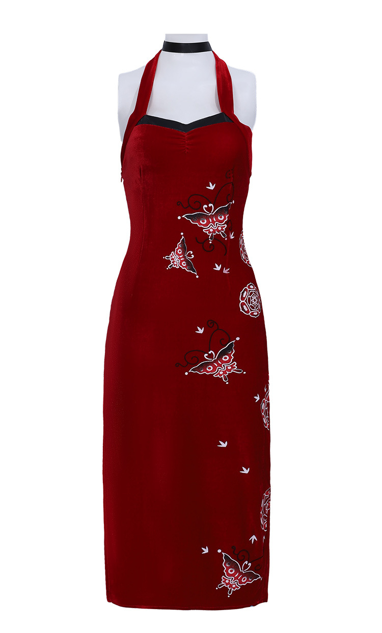 Resident Evil Ada Wong Red Qipao Dress Cosplay Women Adult Halloween