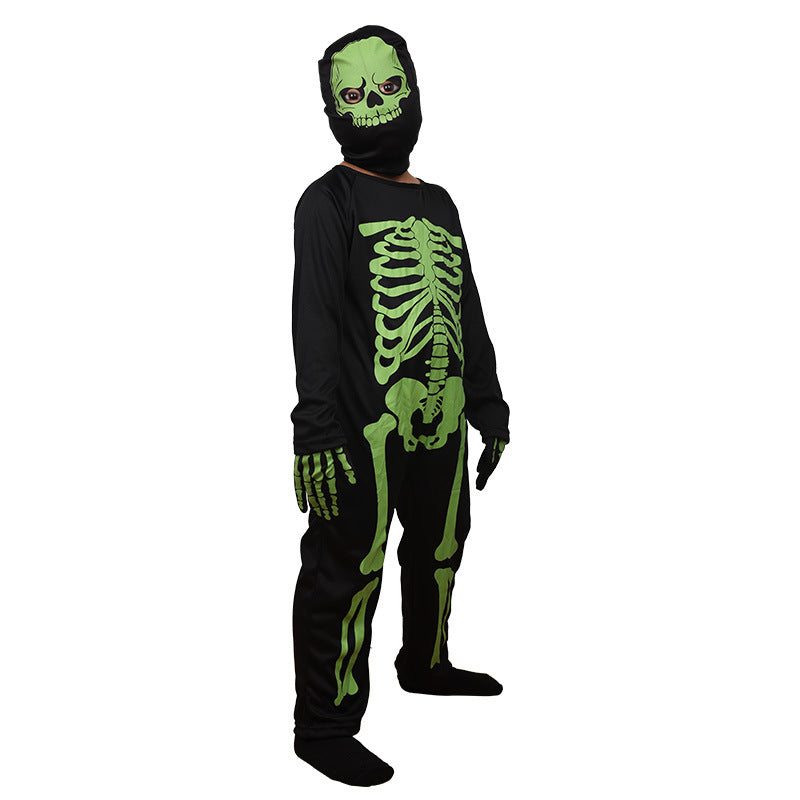 Glow in the Dark Skeleton Ghost Costume for Kids, product photo 2 on a white background