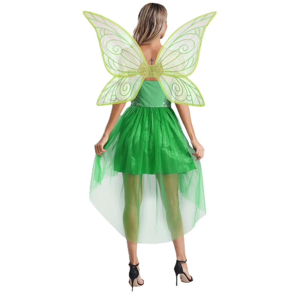 Christmas Elf Costume Women Adult Fairy Dress with Wings Holiday Cosplay