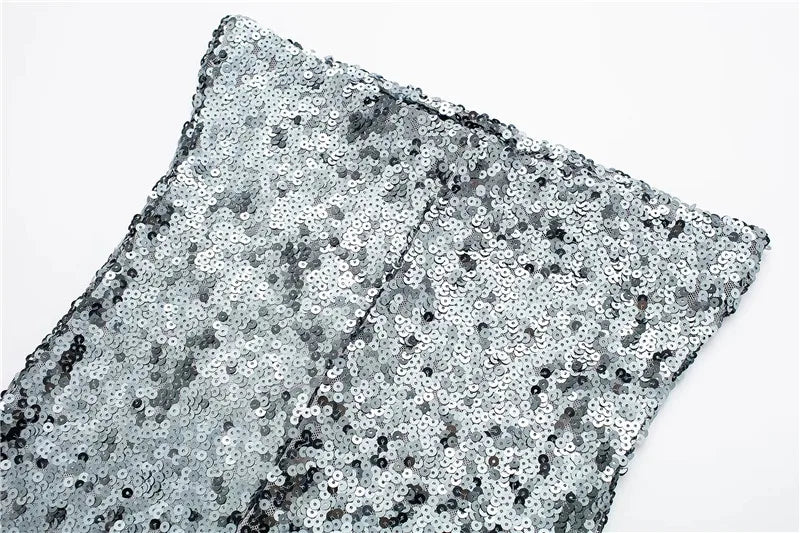 Silver Sequin Dress Woman Off Shoulder Long Dresses For Women  Bodycon Glitter Dress Christmas Evening Party Dresses