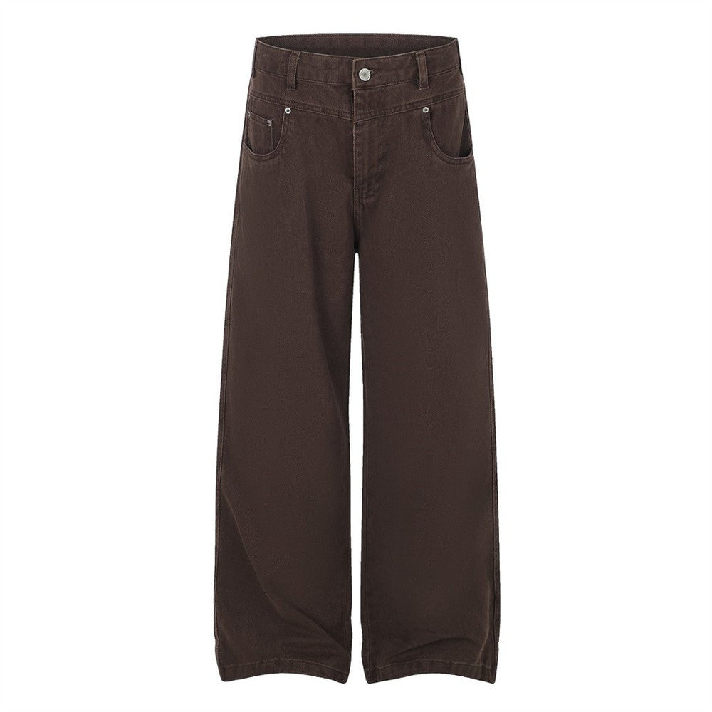 Men's  Retro Distressed Straight Wide-Leg Pants, Vibe Casual Workwear Trousers