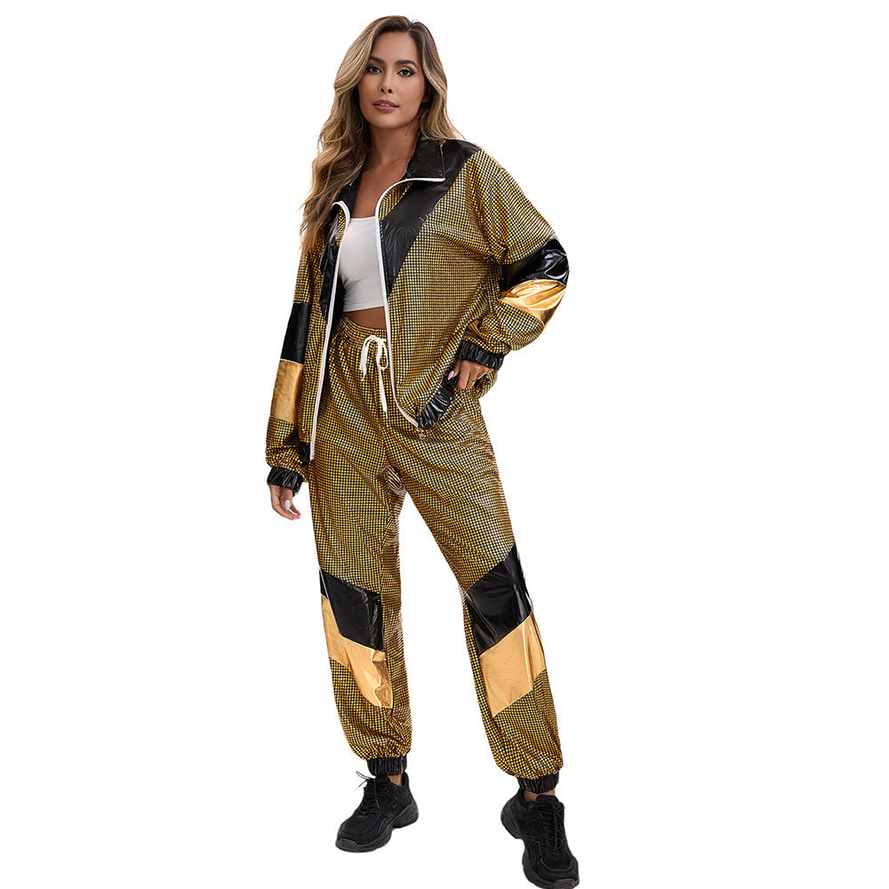 80s Hip Hop Disco Tracksuit Costume for Adults, product photo 4 on a white background