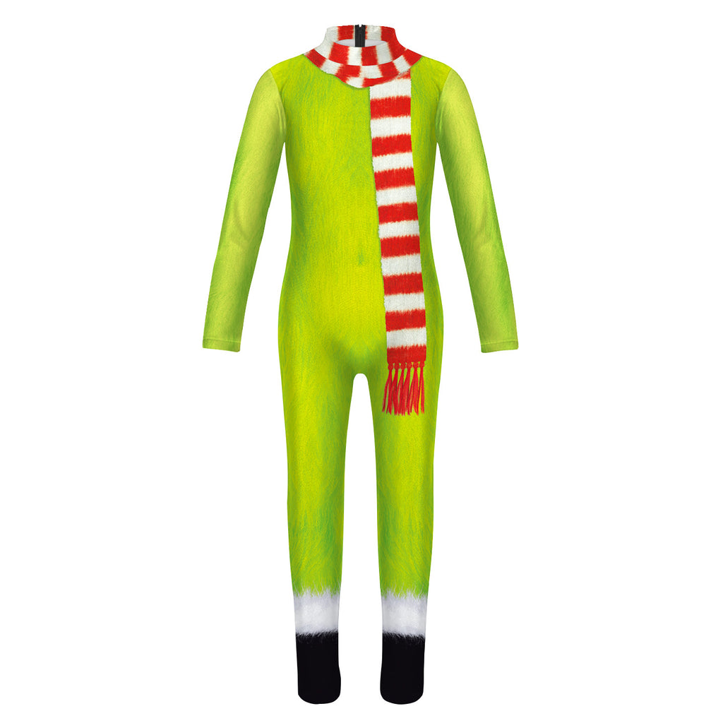 Children's Christmas performance costume cosplay with green fur monsters