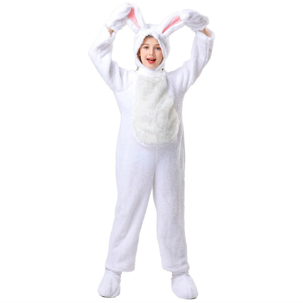 White Rabbit Animal Onesie for Kids, product photo 3 on a white background