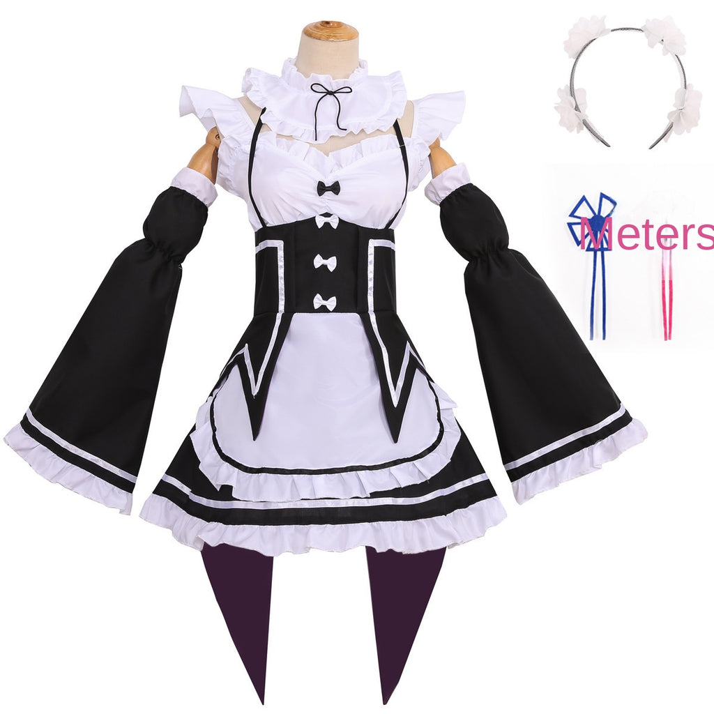 Re:Zero Rem Cosplay Costume Women Maid Dress Adult Halloween – photo 6