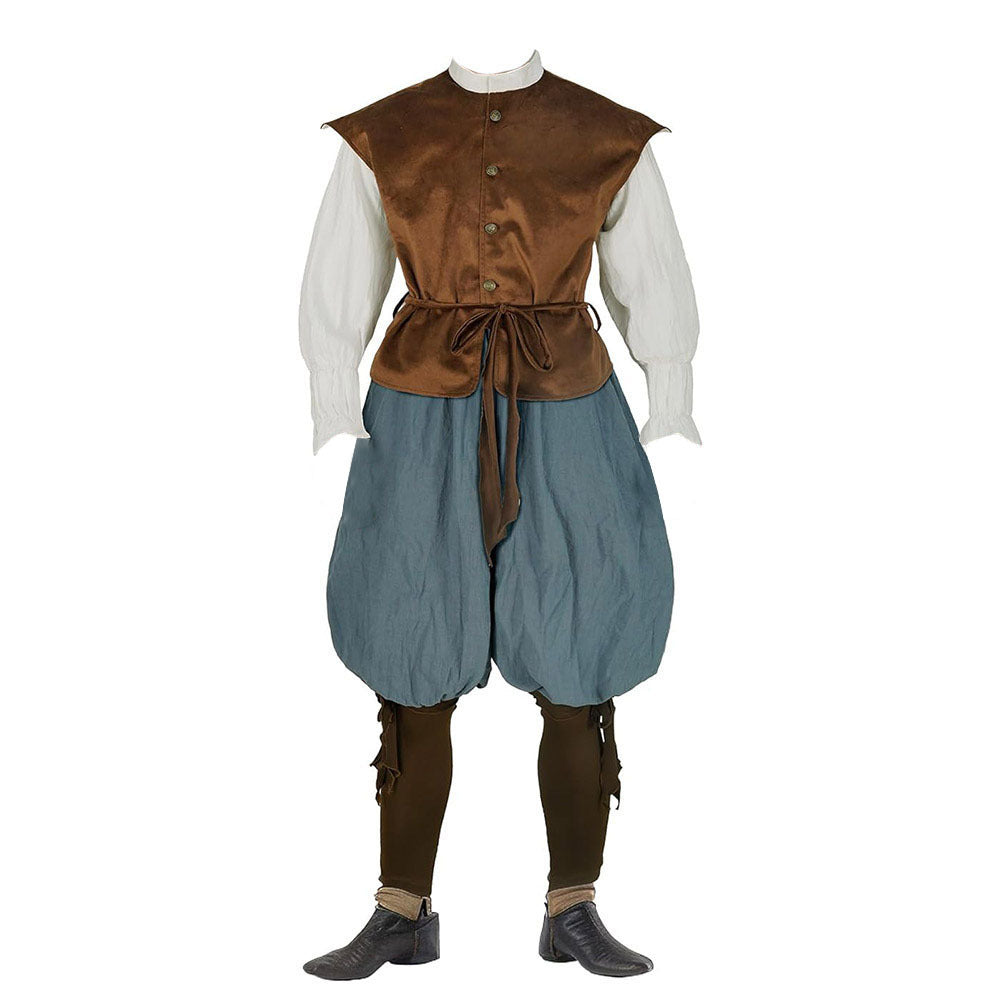 Renaissance Pirate Viking Knight Costume for Adults, front view on a white background