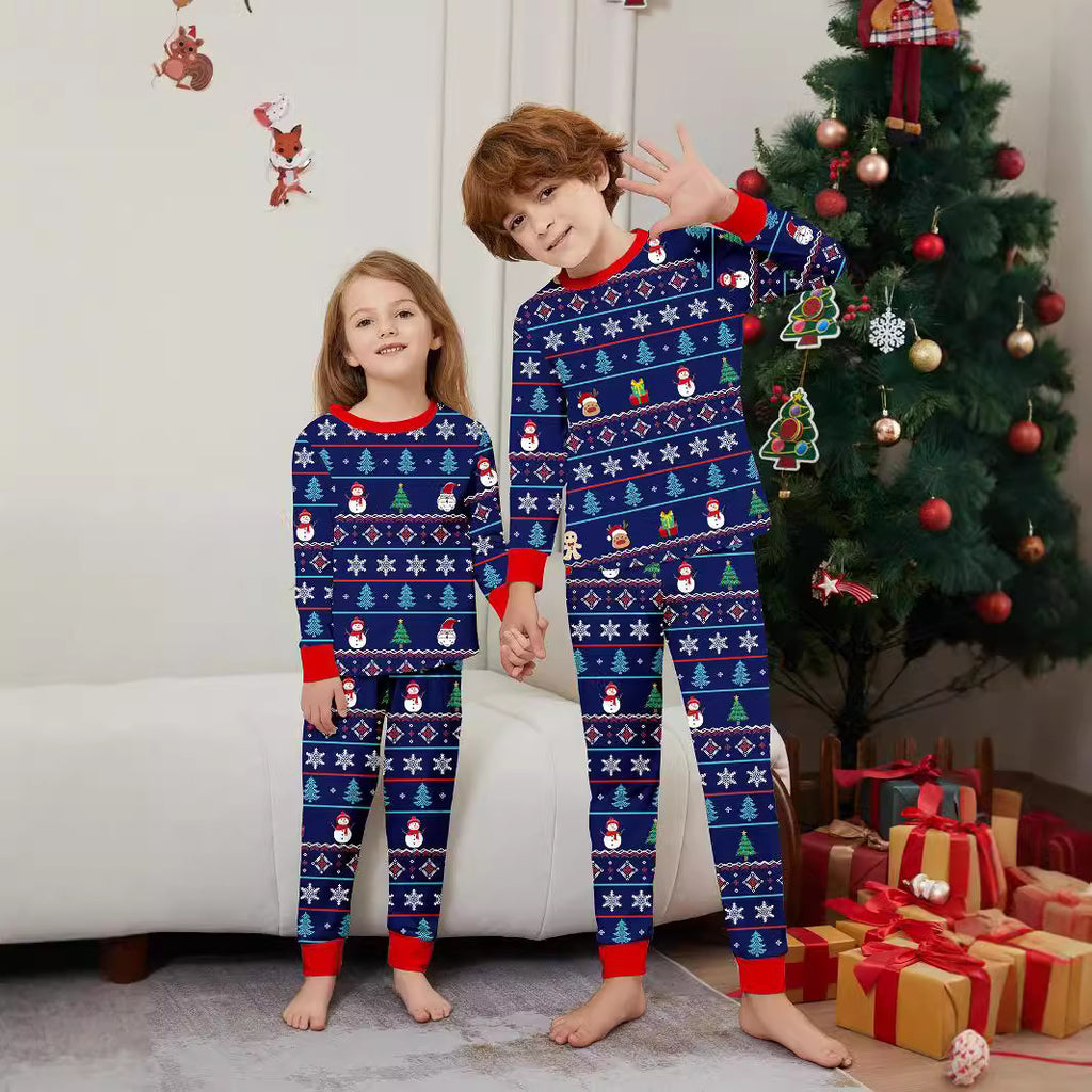 Christmas Snowman Snowflake Stripe Print Family Matching Pajamas Home Wear