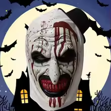 Horror Slasher Clown Latex Mask for Adults, costume photo 2