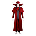 Vampire Hunter Red Coat Costume for Adults, front view on a white background