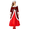Christmas Queen Costume Wine Red Long Dress Parent Child Matching Holiday