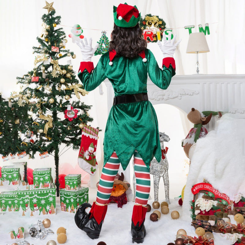Christmas elf costume cosplay performance costume adult green set green fairy
