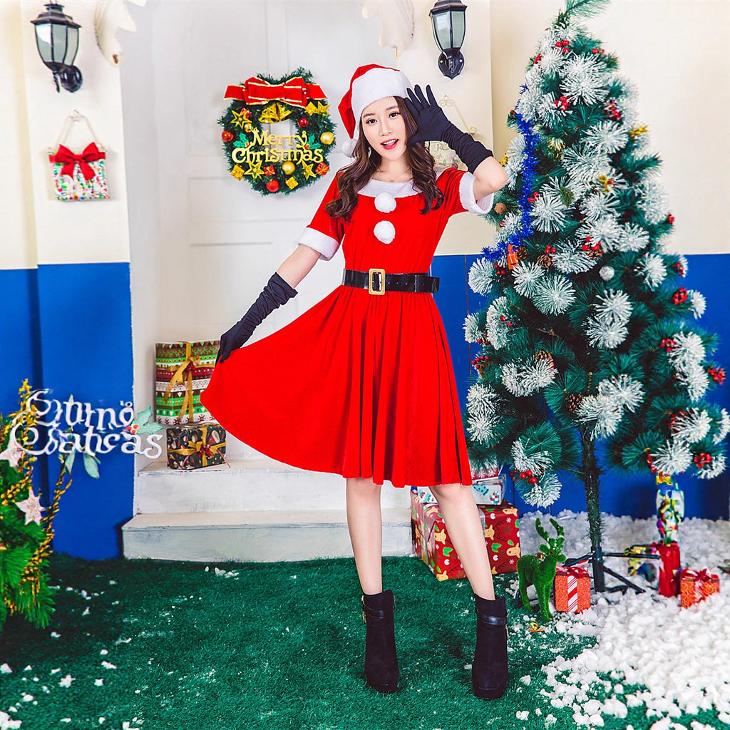 Halloween Christmas Costume Cosplay Bunny Red Dress Party Performance Outfit