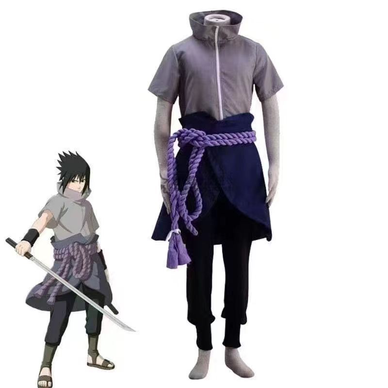 Naruto Shippuden Sasuke Uchiha Cosplay Costume Full Set Adult Halloween Anime