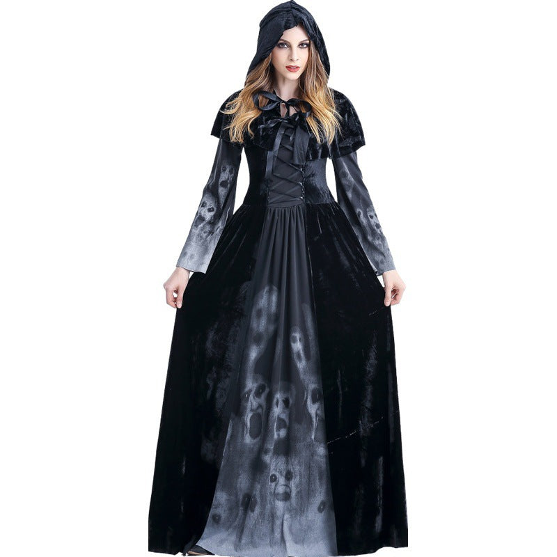 Grim Reaper Skull Vampire Costume for Women, costume photo 2