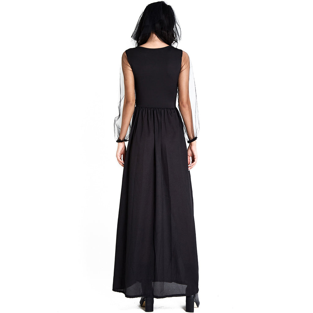 Skeleton Ghost Bride Costume Women Vampire Halloween Cosplay Dress