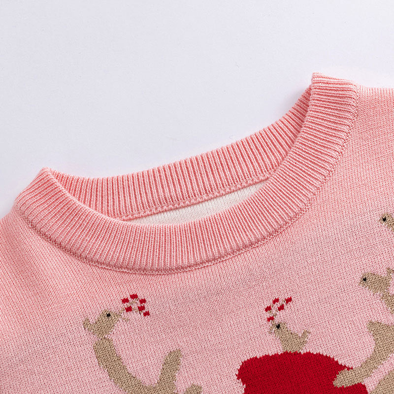 Children's Christmas cartoon reindeer knit sweater