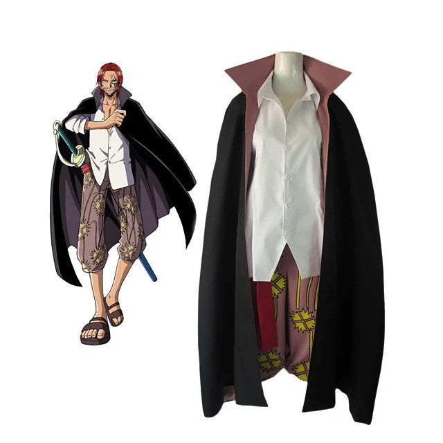 One Piece Shanks Costume Adult Red-Hair Cosplay Halloween Outfit