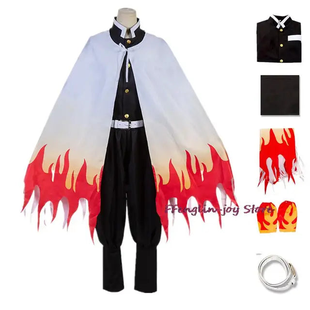 Demon Slayer Rengoku Kyojuro Cosplay Costume Kimono Uniform Adult Halloween – photo 6