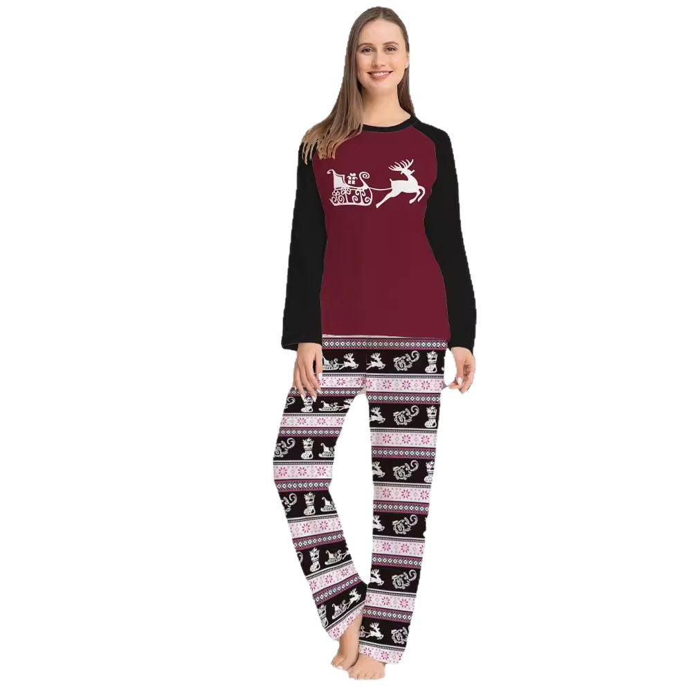 Christmas Family Matching Pajamas Set with Deer and Letter Print