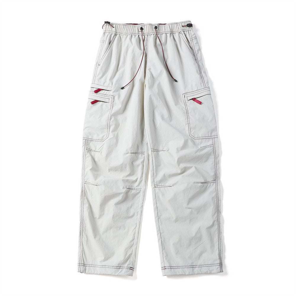 Streetwear Techwear Straight Leg Cargo Pants for Men with Pleated Design Contrast Stitching Multi-Pocket Casual Trousers