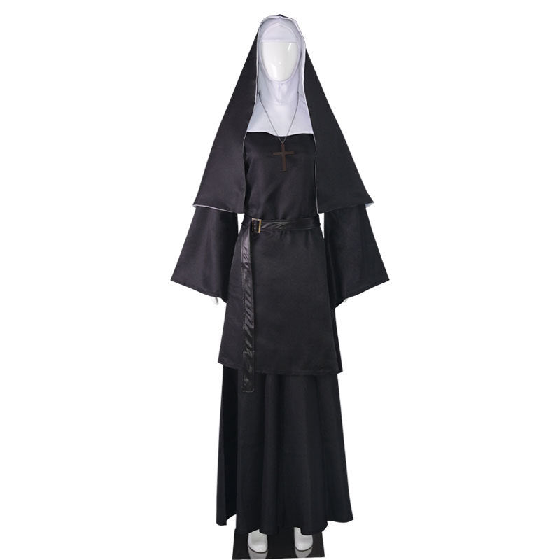 Ghost Nun Costume for Women, front view on a white background