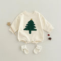 Christmas tree letter printed long sleeved baby triangle jumpsuit autumn