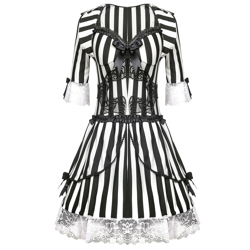 Striped Devil Evil Clown Costume for Adults, costume photo