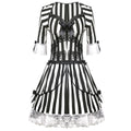 Striped Devil Evil Clown Costume for Adults, costume photo