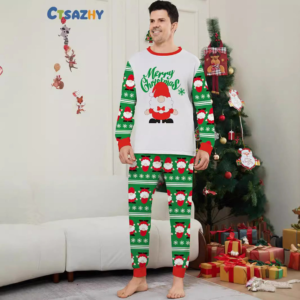 Christmas Santa Claus Snowflake Letter Print Family Matching Pajamas Home Wear