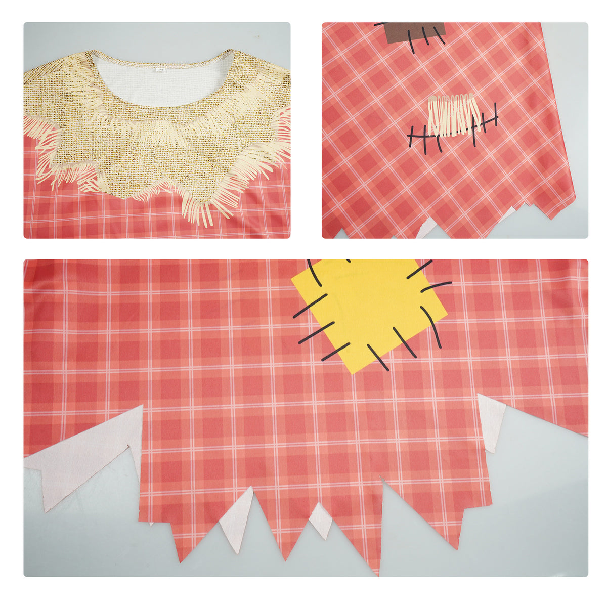 Halloween Scarecrow Cape Cosplay Costume Plaid Cloak Stage Performance Clothing