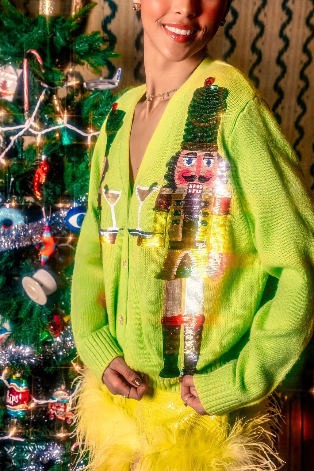Christmas Nutcracker Sequin Women's Sweater Casual Knit Cardigan