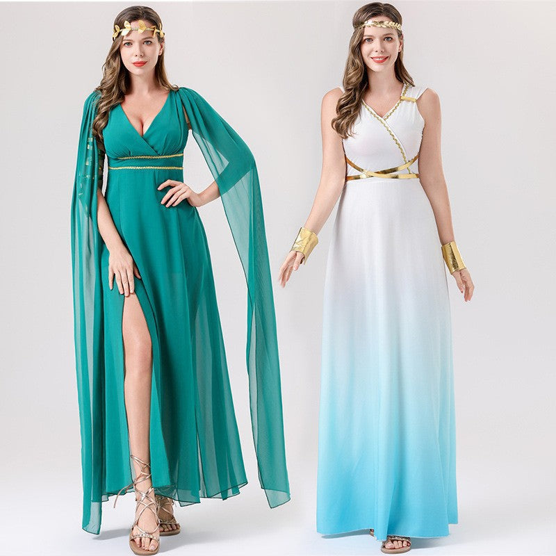 Egyptian Queen Costume Women Maxi Dress Greek Goddess Halloween Cosplay