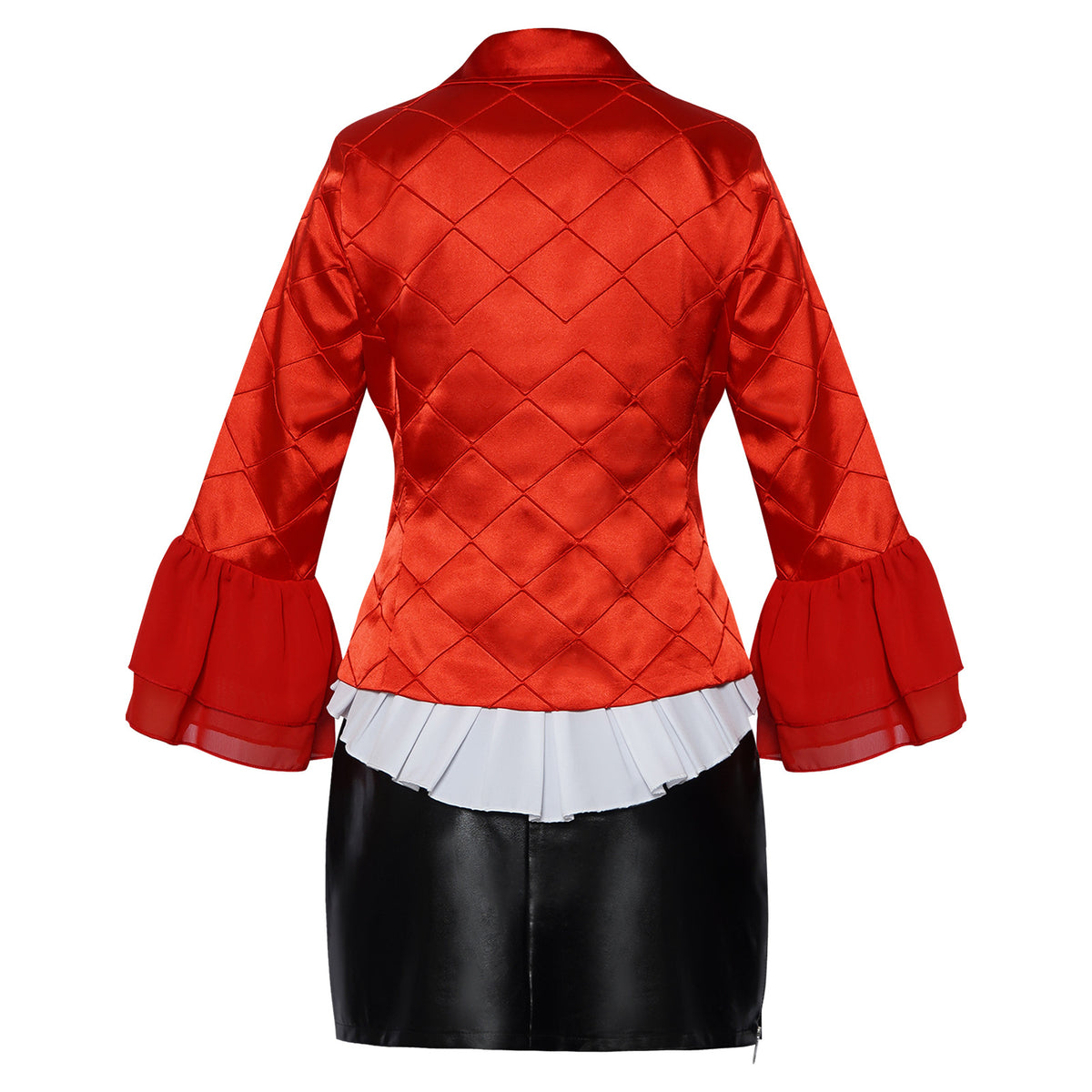 Red Villain Clown Costume for Women, product photo 2 on a white background
