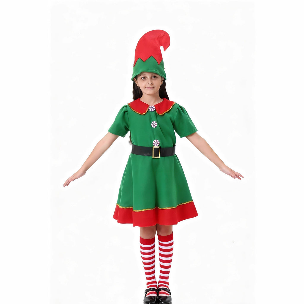 Christmas Elf Costume for Girls, product photo 4 on a white background