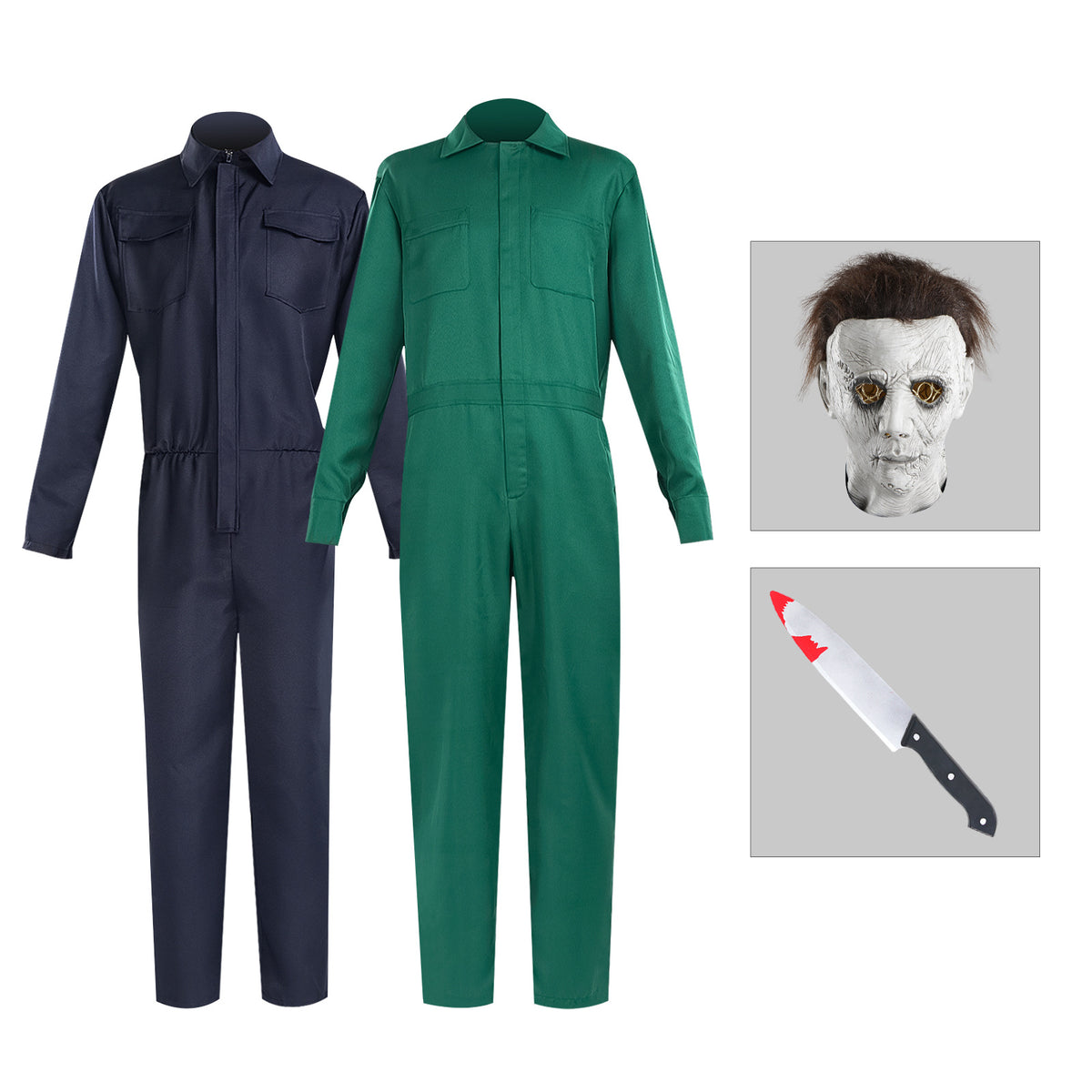 Michael Horror Jumpsuit for Adults, front view on a white background