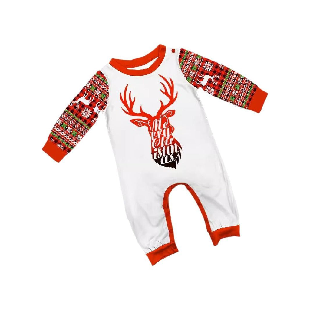 Christmas Deer Letter Snowflake Print Matching Family Pajamas Sleepwear European and American Style