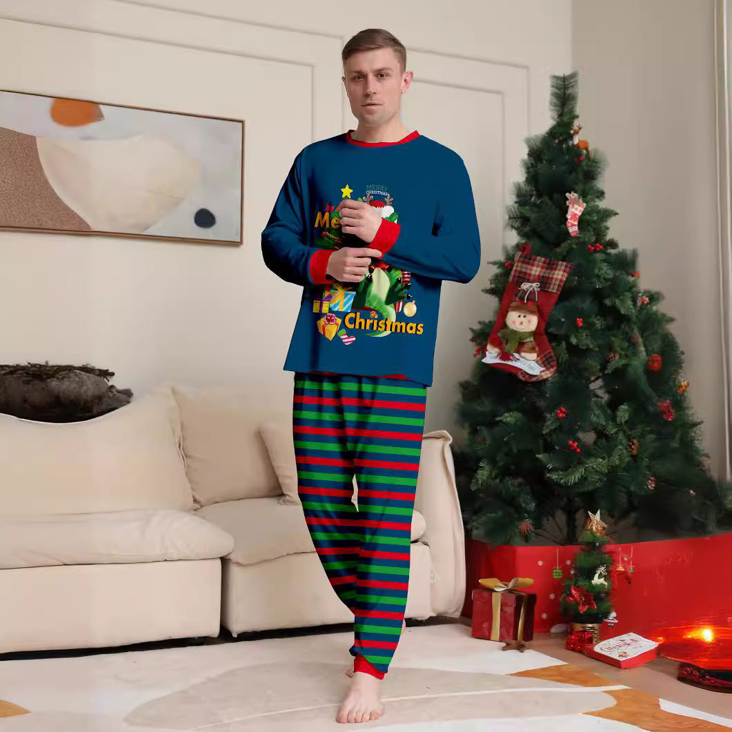 Christmas Family Matching Pajamas with Dinosaur Letter Print Home Wear