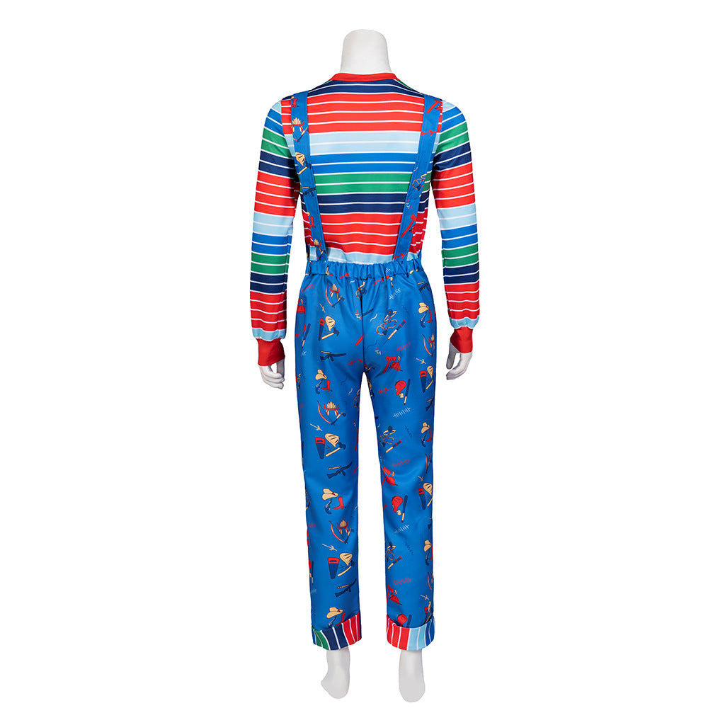 Killer Doll Overalls Costume for Adults, product photo 4 on a white background